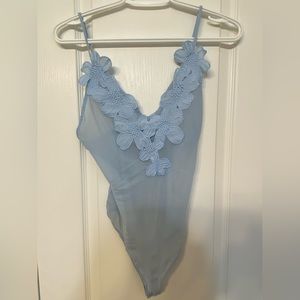 Selling blue mesh bodysuit